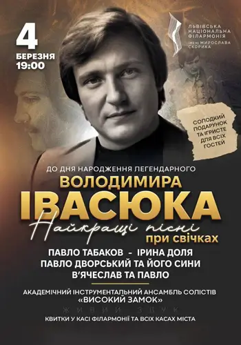 До Дня народження Володимира Івасюка. «Найкращі пісні при свічках»