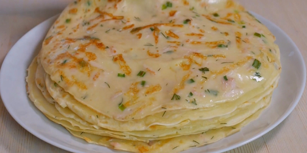 Рецепт блинов на молоке с припёком