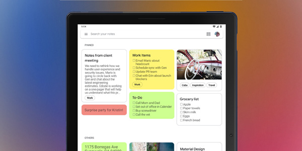 Застосунки для конспектів на планшеті: Google Keep