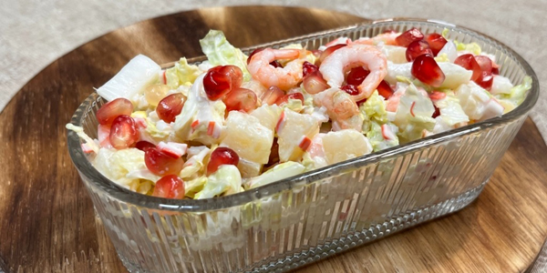 Салат «Стрелы Амура» с креветками и гранатом