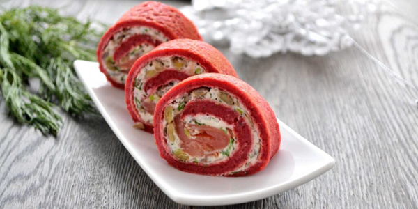 Фаршированные блины с рыбой, грибами и сыром: рецепт