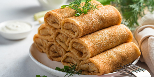Блины с мясом и картошкой