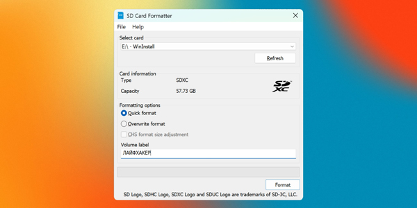 Програма для форматування флешки: SD Card Formatter